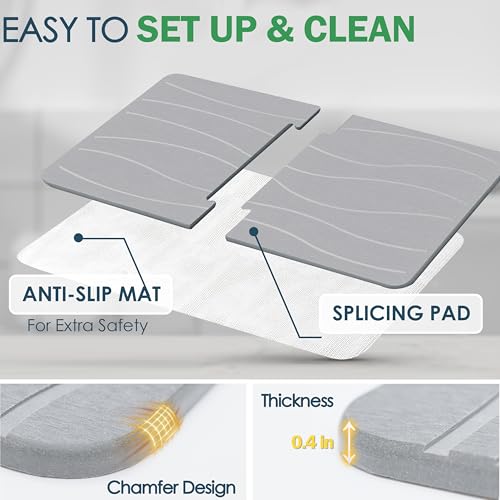 MOPHONICHOME Extra Large Stone Bath Mat 32 x 20 inches - Diatomaceous Earth Bathroom Stone Mat, Non Slip Quick Dry Diatomite Bathroom Rug, Absorbent, Modern Design, Easy to Clean, Grey - color: Extra Large Gray