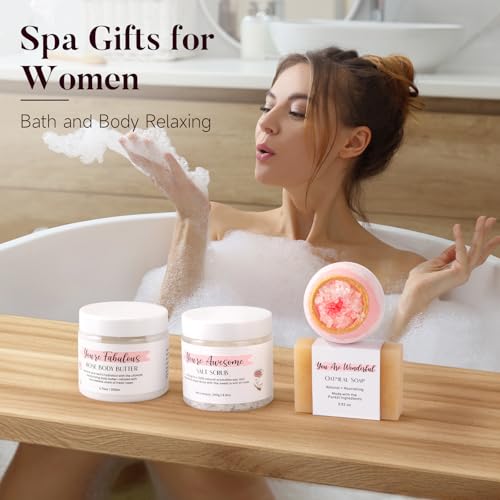 Spa Gifts for Women 13Pcs Mothers Day Gifts Happy Birthday Gift Baskets Christmas Relaxation Home SPA Kit Rose Bath Set Self Care Package Thank You Box for Mom Her Sister Teacher Friends Pink - color: Pink