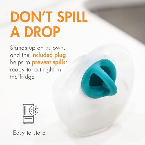 Boon Trove Silicone Manual Breast Pump - Passive Milk Collector with Plug - Hands Free Pumping for Nursing - Breastfeeding Essentials - Teal Plug - 1 Count - style: 1 Count