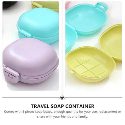 minkissy Travel Soap Holder Box with Lid 5pcs Set Portable Plastic Travel Soap Container Case for Camping Gym Bathroom Random Color