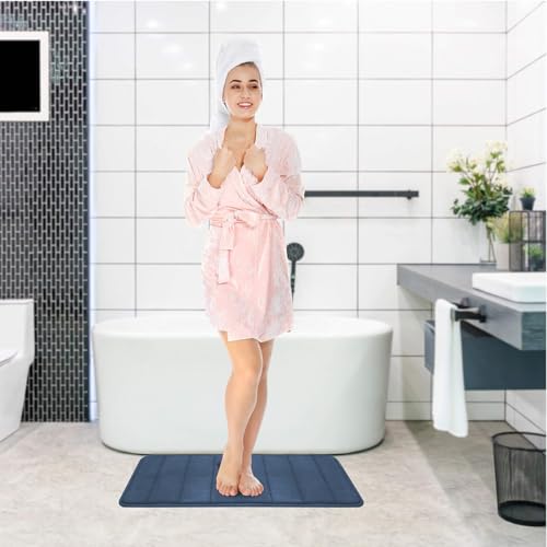 Memory Foam Bath Rug Set 3 Piece Non-Slip Mats,Absorbent Shaggy Super Soft U-Shaped Toilet Rug,Bathroom Carpets for Tub,Shower,Blue - color: Mist Blue