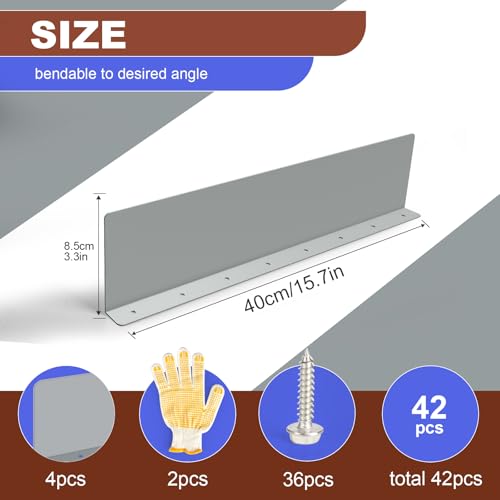Gutter Valley Splash Guards, 15.7 x 3.5 Inch 4 Pack Gutter Guard, Aluminum Rain Gutter Guard Downspout Rain Diverter for Roof Shingle, Rain Drip Guard for Straight House (Gray) - color: Gray