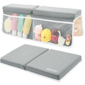 Bath Kneeler and Elbow Rest Pad Set, Thick and Quick Dry Kneeling Pad Support for Knee and Arm, Extra Large Baby Bath Kneeler Pads Bathtub Mat with Toys Organizer for Baby Bath Time, Grey