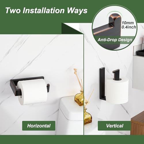 SAYAYO Oil Rubbed Bronze Toilet Paper Holder Wall Mount, Brushed Bronze Toilet Tissue Holder for Bathroom, RV TP Holder Square, SUS304 Stainless Steel 6 Inch - color: Oil Rubbed Bronze