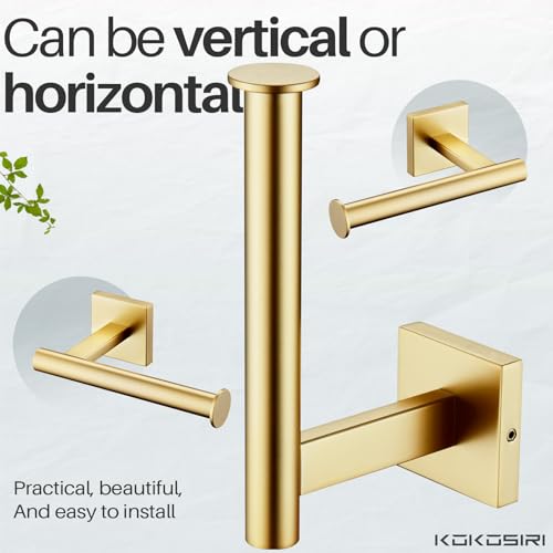 KOKOSIRI Toilet Paper Holder Tissue Paper Dispenser for Bathroom Toilet Roll Holder Wall Mounted, Brushed Gold Stainless Steel B2008BG - color: Brushed Gold, size: Vertical