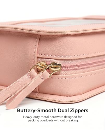 LETGO Clear Makeup Bag, TSA Approved Toiletry Organizer With Zipper, Fit Carry-on Travel Essentials, Cosmetic Bag for Women Men (O-Pink) - color: O-Pink