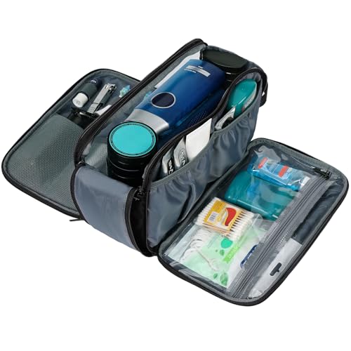 ZEEMO Travel Toiletry Bag for Men, Medium Water-Resistant Double-Sided Full-Open Dopp Kit, Versatile Organizer for Shower and Hygiene Accessories, Bathroom Essentials, Cosmetics, Large, Black - color: Black, size: Large