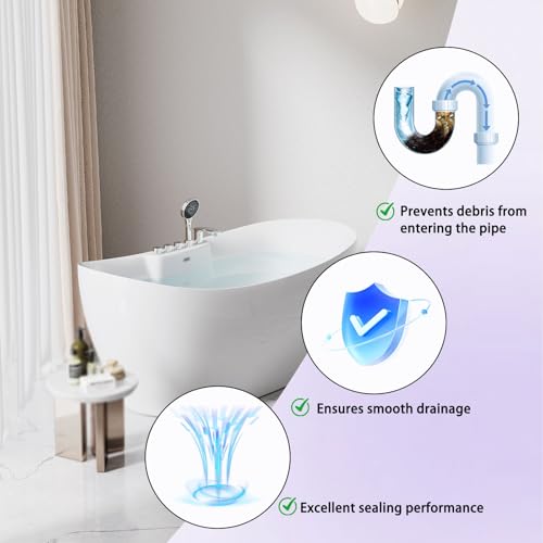 Universal Toe Touch Bathtub Drain Stopper - 3/8'' & 5/16'' Thread Studs with Star-Shaped Lock Washer, Chrome (1 Pack) - color: Chrome