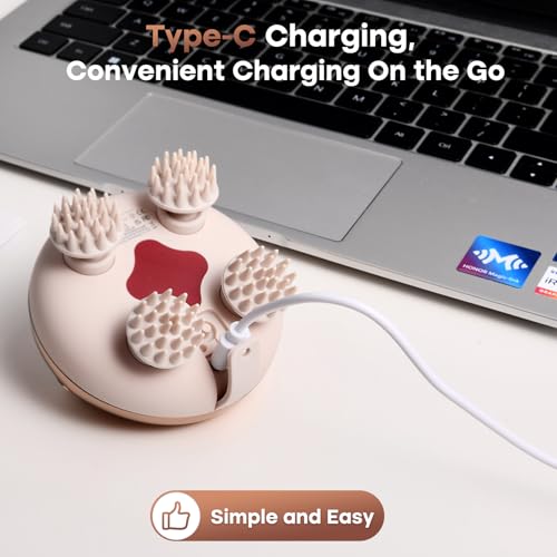 arboleaf Scalp Massager Kneading Head Massager Scalp Stress Relax Portable Rechargeable Hair Massager Shower Massage Waterproof Cat Massager Scratcher,Gift for Mom Dad - color: Rose Pink
