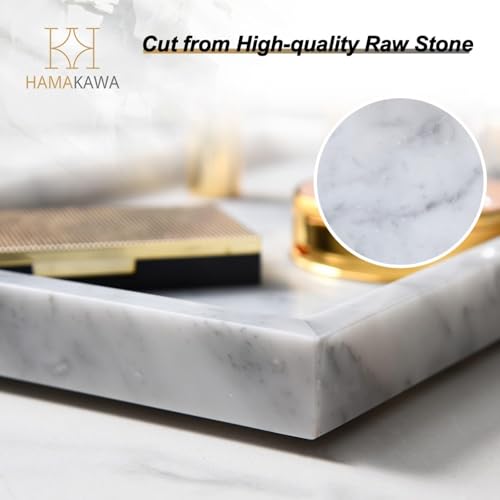 Italian White Marble Vanity Tray, Real Natural Bathroom Tray 12 inch, Carrara White Stone Trays, Large Perfume Trays, Cosmetic Organizer - color: Carrara White Rect 12-in