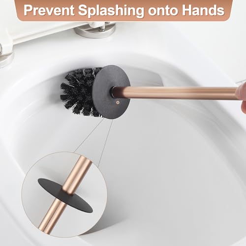 BVL Toilet Brush and Holder Set Rose Gold Freestanding for Bathroom - color: Rose Gold