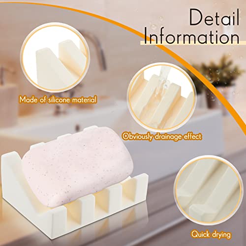 Cunhill 2 Pieces Silicone Soap Dish Self Draining Soap Dish Shower Waterfall Bar Soap Holder Tray with Drain Soap Saver for Kitchen Bathroom Accessories (Light Green,Bright White) - color: Light Green, Bright White