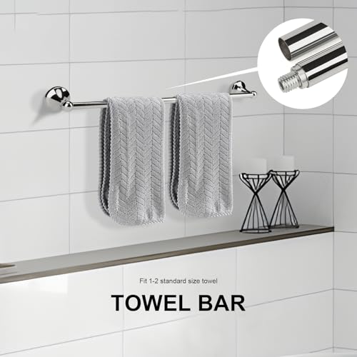 4 Piece Chrome Bathroom Hardware Accessories Set,Towel bar Set 23.6 Inch Towel Bar Set,Towel Rack Set,Bathroom Towel Holder Set - color: Chrome