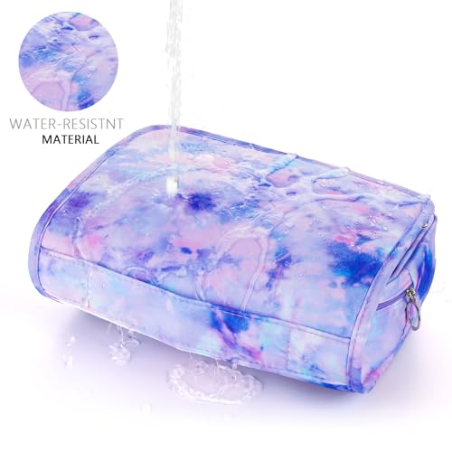 Kids Hanging Toiletry Bag for Girls, Travel Toiletry Bag for Little Young Girls Cosmetic Makeup Waterproof Wash Bag Toddler Traveling Toiletries, Tie Dye Purple - color: Tie Dye-Purple