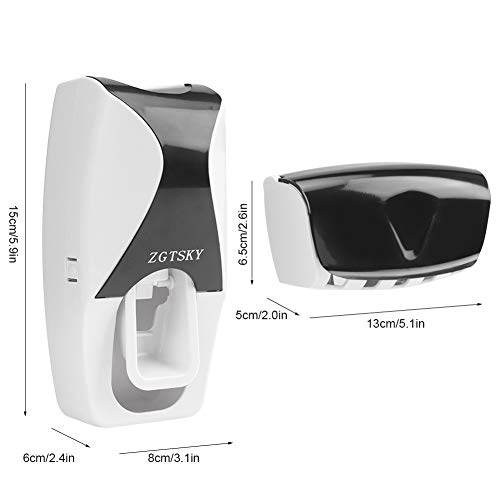 Toothbrush Holder Toothpaste Dispenser Set, Wall Mounted Automatic Hands-Free Toothpaste Dispenser, for Family Washroom Bathroom(黑色)