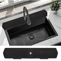 30 Inch Sink Splash Guard, Large Size Kitchen Sink Splash Guard, Longer Silicone Faucet Handle Drip Catcher Tray for Kitchen Countertop, Bathroom, Farmhouse (Black) - color: Black