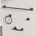 BGL Bathroom Accessory Set, Matte Black Adjustable Expandable Towel Bar 4-Piece Bathroom Hardware Set Wall Mounted Robe Hook Toilet Paper Holder Towel Ring Towel Bar - color: Matte Black