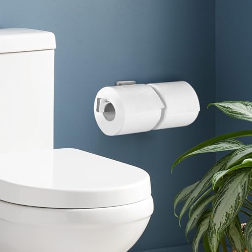 Double Toilet Paper Holder Wall Mount, SUS304 Stainless Steel 2 in 1 Square Dual Tissue Rolls Holder for Bathroom, Commercial Toilet Paper Holder for Office, Hotel Holding Mega Rolls Polished Chrome - color: Polished Chrome
