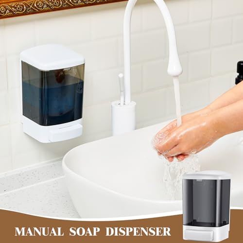 Hushee 4 Pcs Plastic Wall Mounted Soap Dispenser Commercial Manual Soap Containers Wall Dispenser for Kitchen Shower Hotel Liquid Shampoo Gel Chamber(33.8 oz 1000 ml,Black) - color: Black, size: 33.8 oz 1000 ml