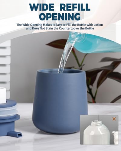 Bosilunlife Ceramic Foaming Soap Dispenser - 12Oz Bathroom Countertop Kitchen Dish Soap Pump Dispenser Foam Soap Dispenser - Matte Blue - color: Matte Blue