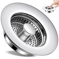 Kitchen Sink Drain Strainer 3 in 1, 304 Stainless Steel Pop Up Sink Stopper, Anti-Clogging Sink Drain Strainer for US Standard Kitchen Drain (Chrome) - color: Chrome, size: 1 Pack