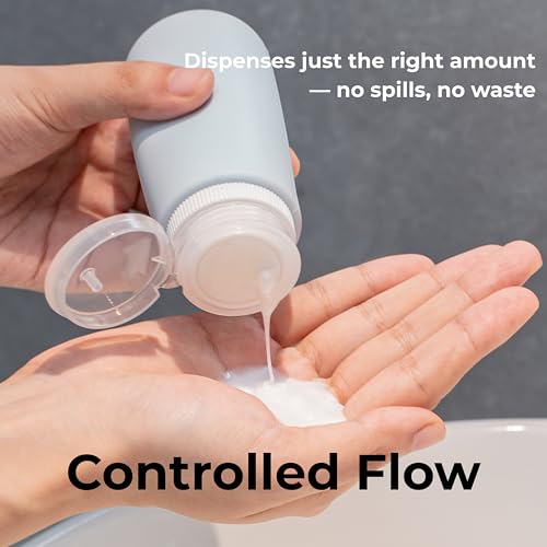 Travel Bottles for Toiletries TSA Approved Travel Size Containers BPA Free Leak Proof Refillable Liquid Silicone Squeezable Travel & HDPE Translucent Flip Top Bottles (Silicone & HDPE Flip Top) - style: Silicone & HDPE Flip Top