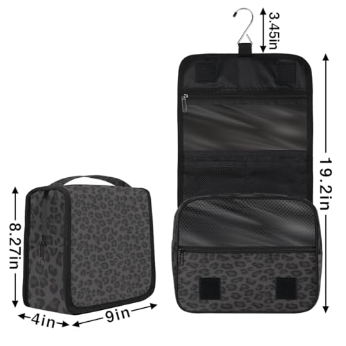 Travel Hanging Toiletry Bag for Women kids, Black Leopard Print Cosmetic Bag Waterproof Makeup Organizer for weekend overnight Bathroom - color: D 05