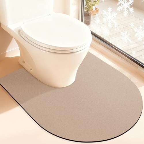 ACCUMTEK Non Slip Bath Mat, Thin Bathroom Rugs Fit Under Door, Quick Dry Bath Mats, Machine Washable Bath Rugs for Bathroom, Bathtub & Kitchen, Taupe/Solid/U-Shaped 24"x20" - color: Taupe, size: 1'8" x 2' (U-Shape)