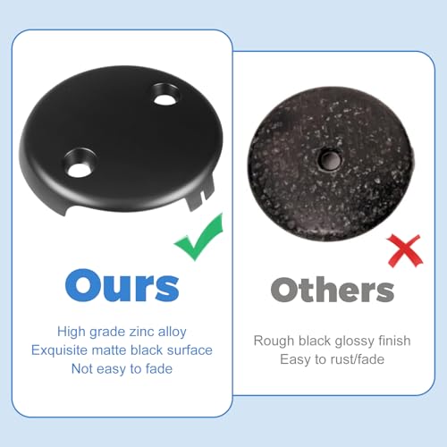 Two-Hole Tub Overflow Drain Cover, 3-1/8" Bathtub Drain Cover with Two Matching Screws, Fits Most Standard Overflow Drain Cover Bathroom Tub (Matte Black) - color: Matte Black