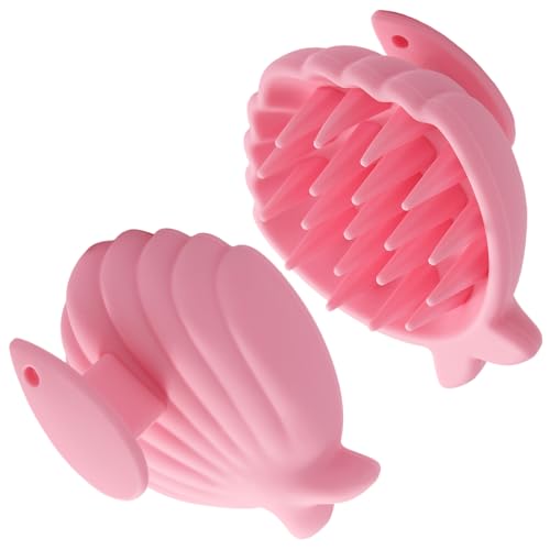 Silicone Scalp Massager Hair Growth,Hair Scrubber Scalp Stimulator Exfoliator Brush with Soft Bristles for Wet Dry Scalp Care（Pink） - color: Pink