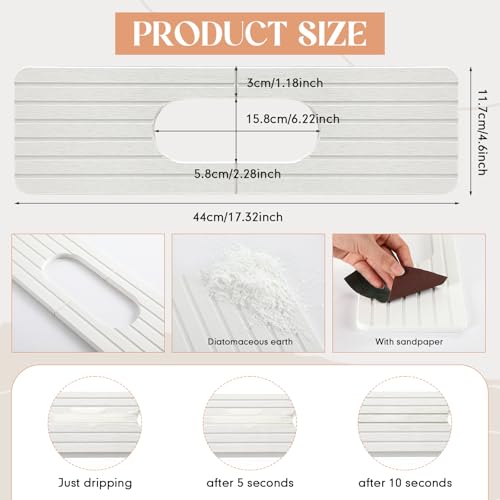 Teenyyou an Oval Hole White Faucet Mat for Kitchen Sink Bathroom 17.32" x 4.6" Kitchen Faucet Absorbent Mat Diatomite Splash Guard Quick Drying Stone Drip Catcher Hole 6.22" x 2.28" - color: White, style: an Oval Hole