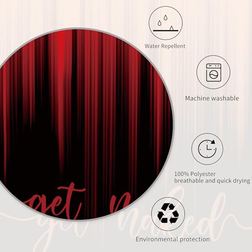 Miyotaa Black Red Modern Shower Curtain Set 60Wx71H Inches Elegant Funny Get Naked Cool Simple Contemporary Abstract Striped Polyester Waterproof Bathroom Curtain with 12 Hooks - color: Black Red Get Naked, size: 60"W x 71"L (Pack of 1)