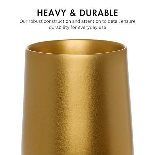 Yew Design Gold Toothbrush and Toothpaste Holder and Cup for Bathroom Vanity and Countertop, Round Organizer for Electric Toothbrushes, Floss, Razors, Cotton, and Mouthwash - color: Round Gold