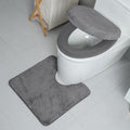 3piece Toilet Seat Cover Set - Toilet Seat Cover +Toilet Lid Cover + toilet rugs u shaped washable, Fits Most Elongated Round and Oblong Toilet(Machine Washable,Quick-Dry) grey - color: Gray