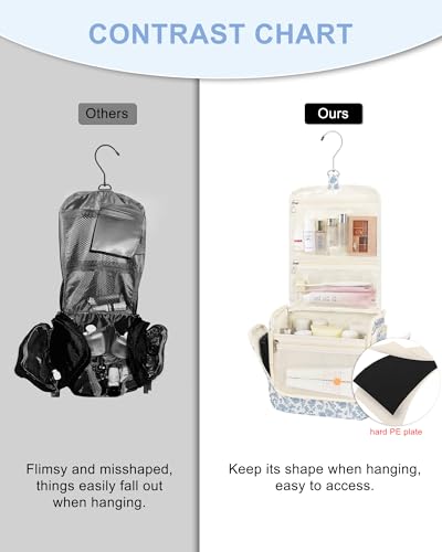 Relavel Hanging Toiletry Bag for Women Travel Makeup Bag Cosmetic Organizer Toiletries Bag for Travel Size Essentials Accessories Shower Caddy Bag for Bathroom Beach Gym, Floral Print - color: Floral Print