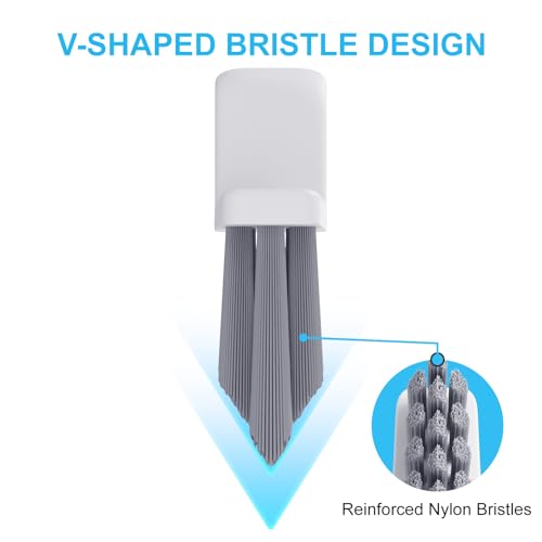MIXVOVA V-Shaped Grout Cleaner Brush, 3 Pcs Grout Brushes for Tile Floor, Handheld Grout Cleaning Brushes Set with 3 Hooks for Shower, Bathroom, Kitchen, Home Use, Stiff Bristle
