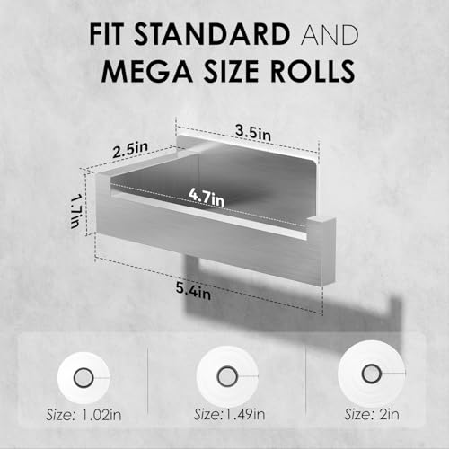 Auxmir Toilet Paper Holder Self Adhesive, Premium Thicken SUS304 Stainless Steel Rustproof Toilet Roll Holder No Drilling, Wall Mount Toilet Tissue Holder for Bathroom Kitchen Washroom, Brushed Nickel - color: Toilet Paper Holder-silver