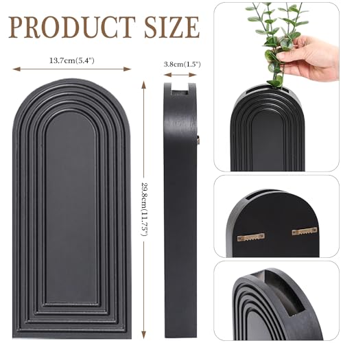 Dnnnii 2 Pack Wooden Wall Vase Set - Brown Finish Modern Farmhouse & Boho Wall Decor for Entryway, Hallway, Bathroom, Living Room, Dining Room, Narrow Spaces - color: Brown