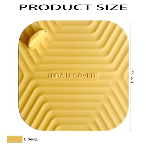 Shower Drain Cover Tub Stopper,2 Pieces Sewer Anti-Odor Mat Deodorizing Drain Plugs for Kitchen,Bathroom and Laundry(5.9x5.9 inch) Yellow - color: Yellow/2-piece Set
