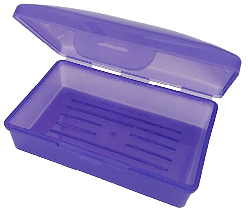 American Comb: Soap Box - Made in The USA - Travel Soapbox with Hinged Lid and Secure Latch Durable Storage Container - Purple - color: Purple