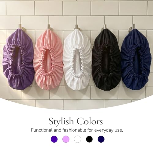 DONNA Super Jumbo Shower Cap – Comfortable Elastic Band, 100% Waterproof Hair Cap for Long Hair, Braids & Thick Styles, Reusable Big Shower Cap for Women, Keeps Hair Dry & Protected, NAVY - color: NAVY