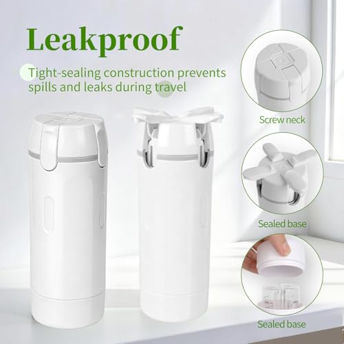 4 in 1 Travel Dispenser, Travel Bottles for Toiletries, Leak Proof Refillable Dispenser Set for Shampoo Conditioner Lotion Cream, Portable Containers for Vacation and Business Travel (White)