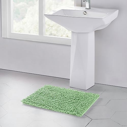 Walensee Bathroom Rug Non Slip Bath Mat (32x20 Sage Green) Water Absorbent Super Soft Shaggy Chenille Machine Washable Dry Extra Thick Perfect Absorbant Best Large Plush Carpet for Shower Floor - color: Sage Green, size: 32"x20"