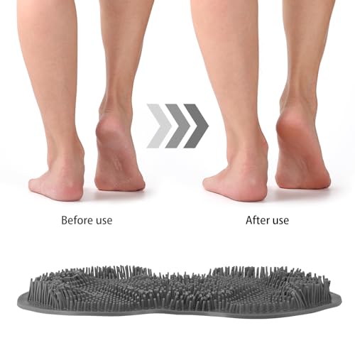 2PACK Shower Foot Scrubber Mat,Wall Mounted Back Scrubber Silicone Bath Massager Cushion Brush with Non-Slip Suction Cups,Foot Scrubber for Use in Shower for Improve Skin Exfoliation(Grey&Blue)