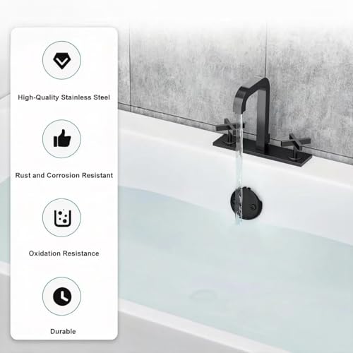 Two-Hole Bathtub Overflow Drain Cover, 81mm (3.18 inch) Diameter with 48mm Hole Spacing, Zinc Allo Cover with 2 Screws for Standard Tub (sub-Black) - color: Sub-black