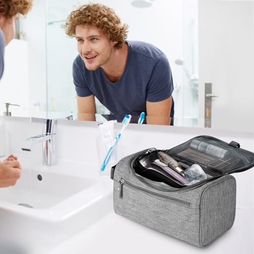 Hanging Toiletry Bag for Women and Men Traveling Makeup Large Capacity Cosmetics Portable Dopp Kit Storage Organizer Bag with Hanging Hook for Toiletries Brushes Shaving Tools (Gray) - color: Gray