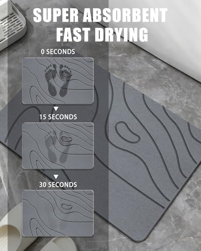 Stone Bath Mat, Diatomite Fast Drying Non Slip Stone Shower Mat, Super Absorbent for Bathroom & Kitchen, Multi-Use as Pet Mat, Easy to Clean 16"x24", Gray - color: Style 05-gray, size: 16"x24"