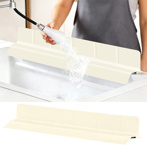29Inch Sink Splash Guard – Extended Length & Tall Silicone Kitchen Sink Splash Guard with Overhang Drainage Design & Strong Suction Cups for Countertop(White, 29''x3.5'') - color: White, size: 29''x3.5''