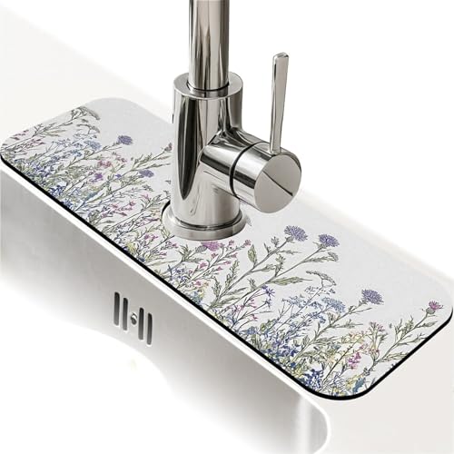 Faucet Fast Absorbent Pad - Colorful Wildflower Drying Pad, Suitable For Kitchen, Bathroom, Island And Other Scenes - color: Colorful wildflower