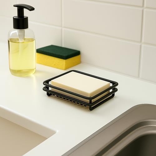 Creative Home Rust Resistant Metal Wire Soap Dish, Black, 3.1 x 4.4 in - color: Black